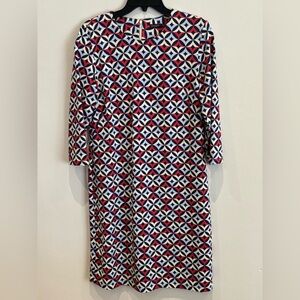J. McLaughlin Geometric Print Shift Dress - Navy, Red & Cream